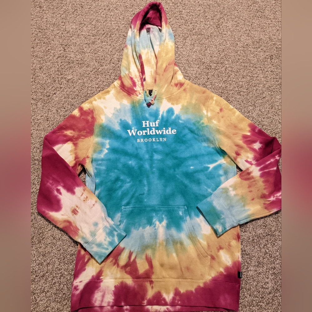Huf Worldwide Brooklyn Tie Dye‎ Hoodie Size Large